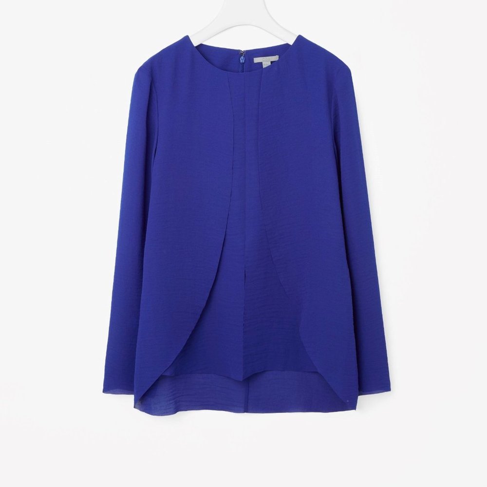 COS cobalt blue petal draped blouse